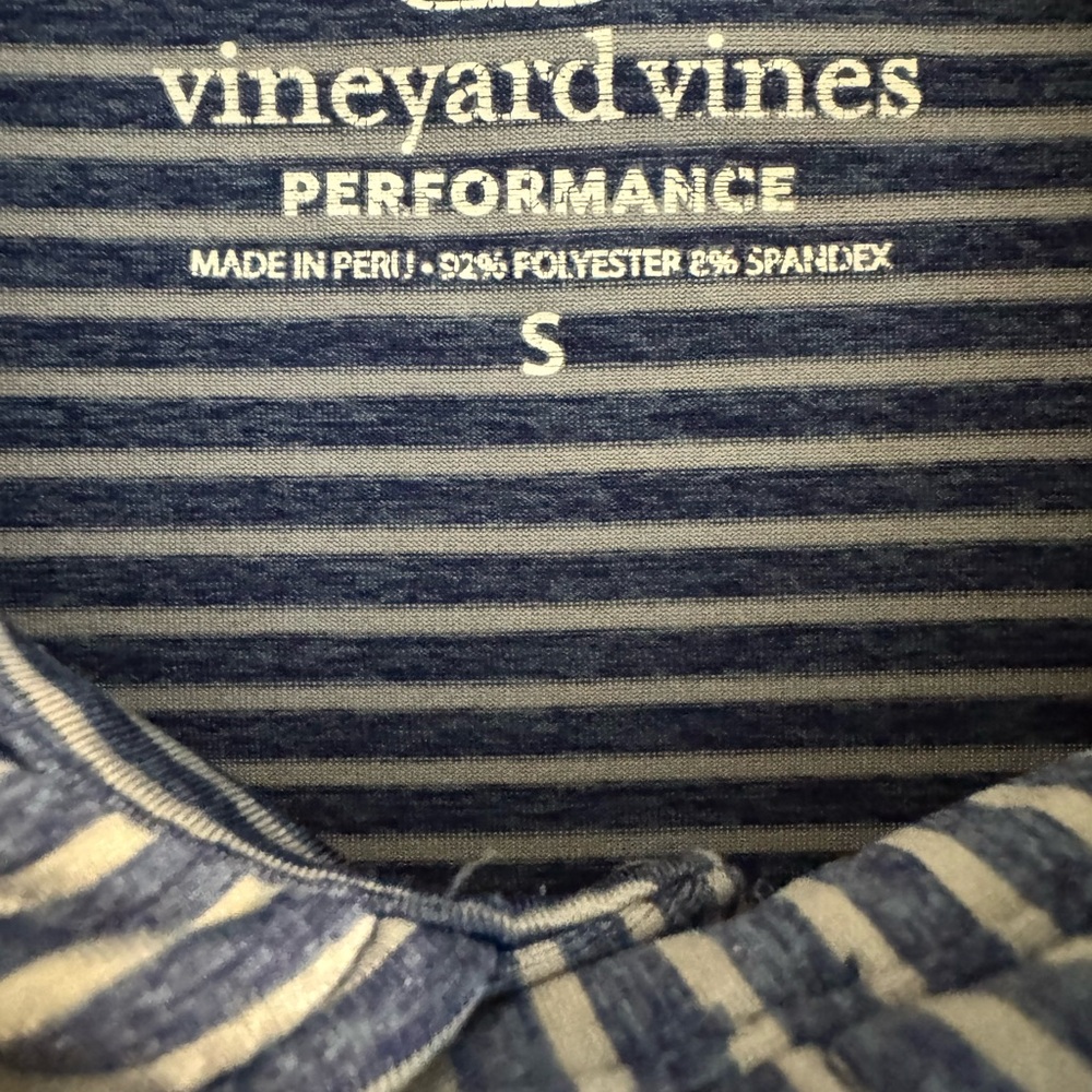 Vineyard Vines Navy and White Striped Performance Polo - Men S
